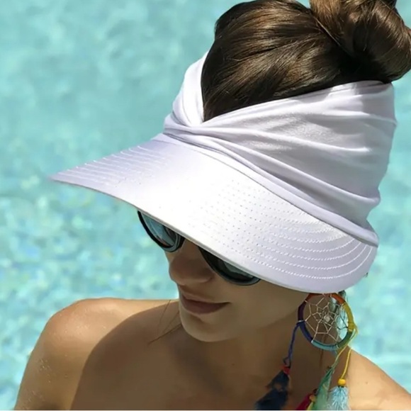 NWT Pleated Sun visor foldable stretchy summer hat for UV protection light pink - Picture 1 of 6